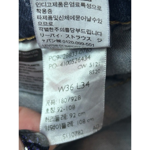 men's levi's dark wash jeans 512 Sz 36x34 Straight - Picture 8 of 11